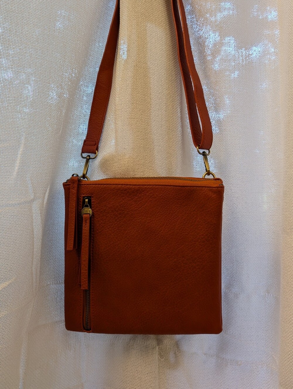 Joy Susan Red Rust Leather Accordion Cross Body